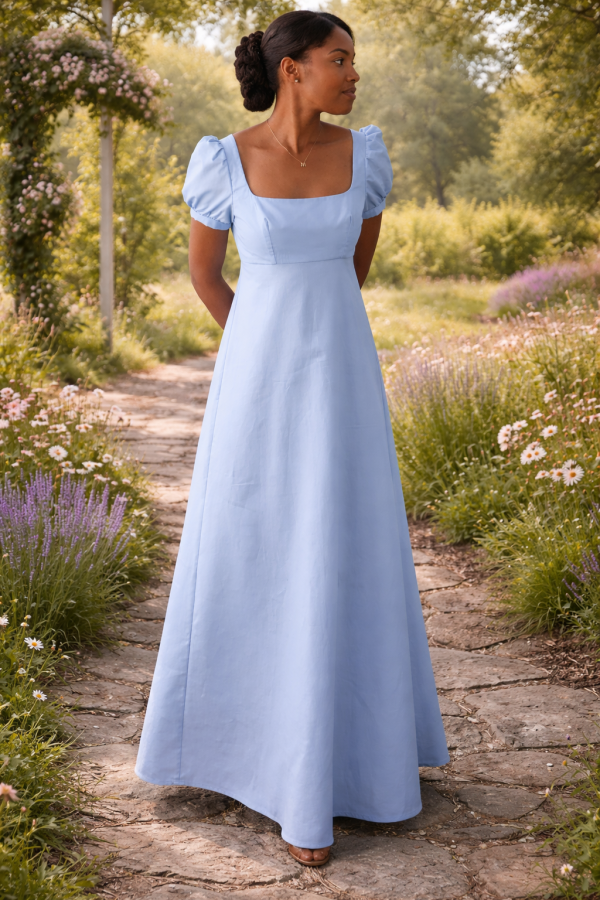 light blue regency dress