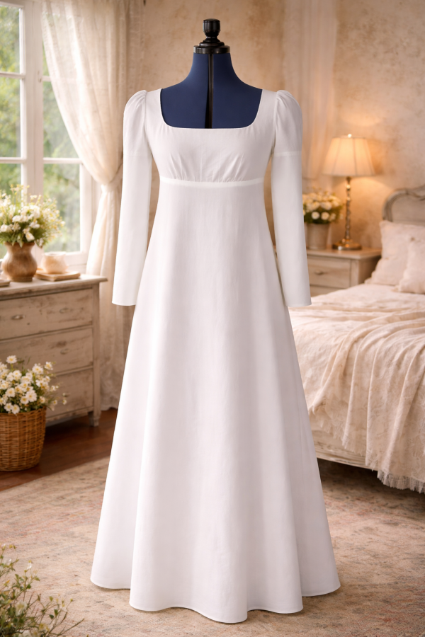long sleeves white dress